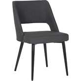 Valencia Dining Chair in Charcoal Gray Fabric & Black Steel